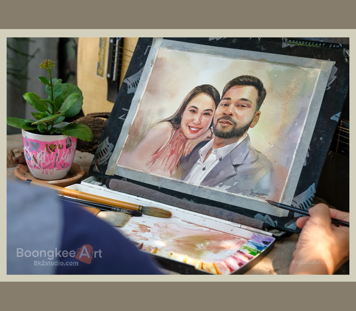 สุดยอดไอเดียของขวัญสุดเซอร์ไพรส์-ภาพวาดสีน้ำสุดประทับใจ-Handmade-Portrait-Watercolor-Serprise-Gift